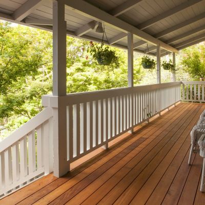 porch with basic traditional railing painted white