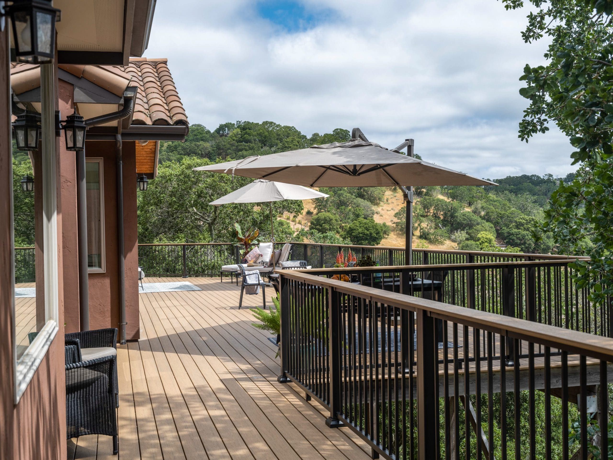 Black railing on elevated deck