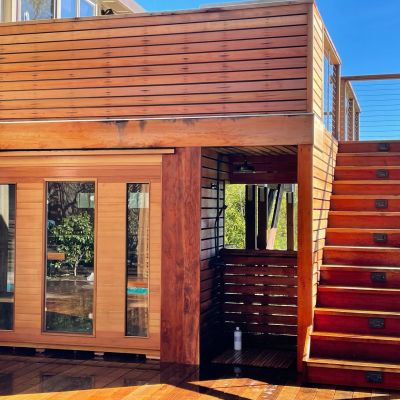 Wood and stone entry gate 